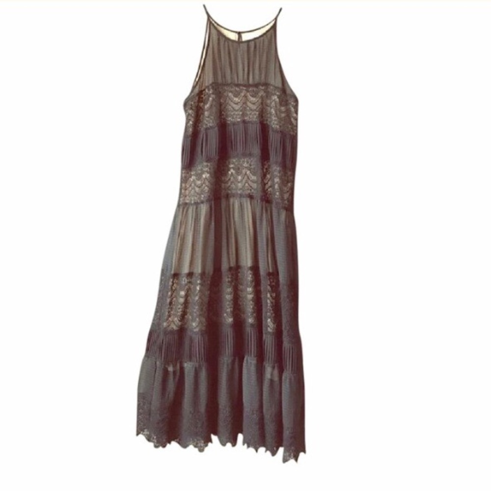 Black lace midi dress